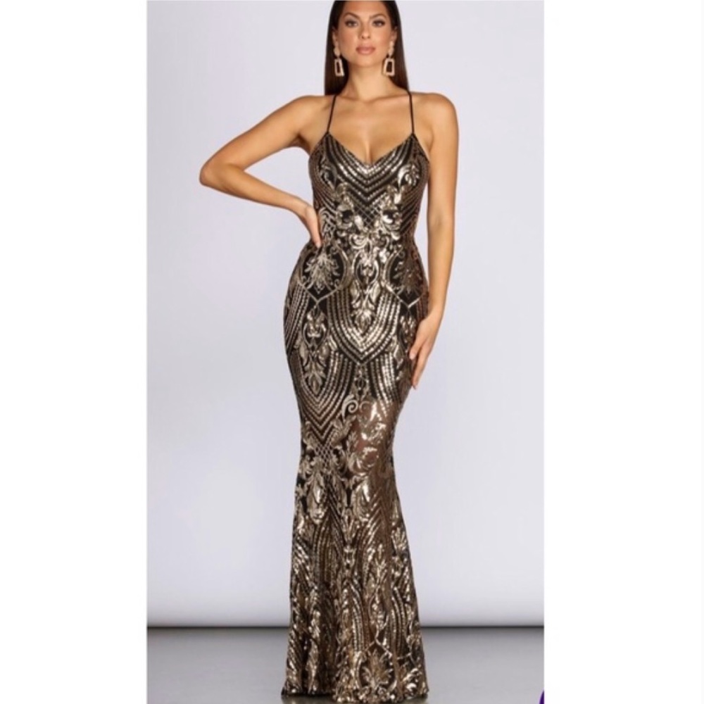 Windsor Black and Gold Dress